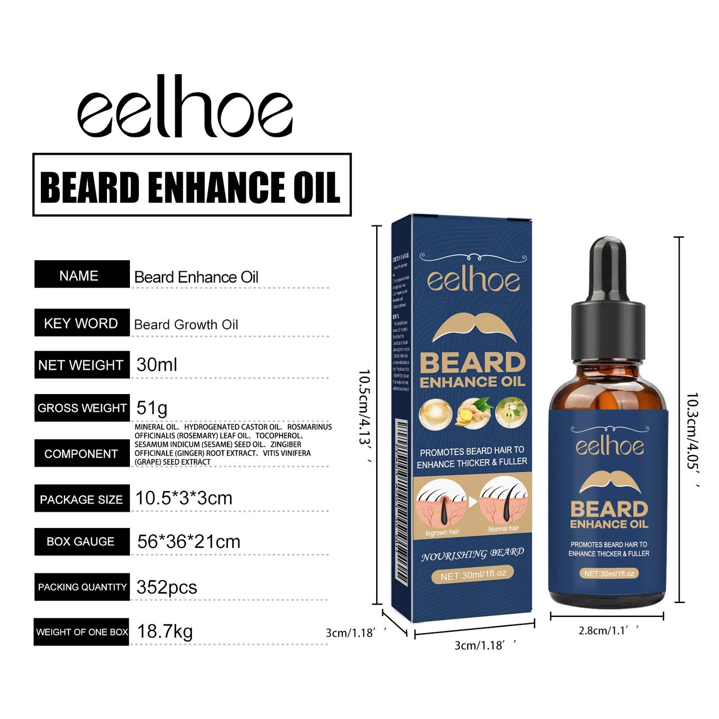 Eelhoe Beard Care Oil for Strengthening Roots and Growth