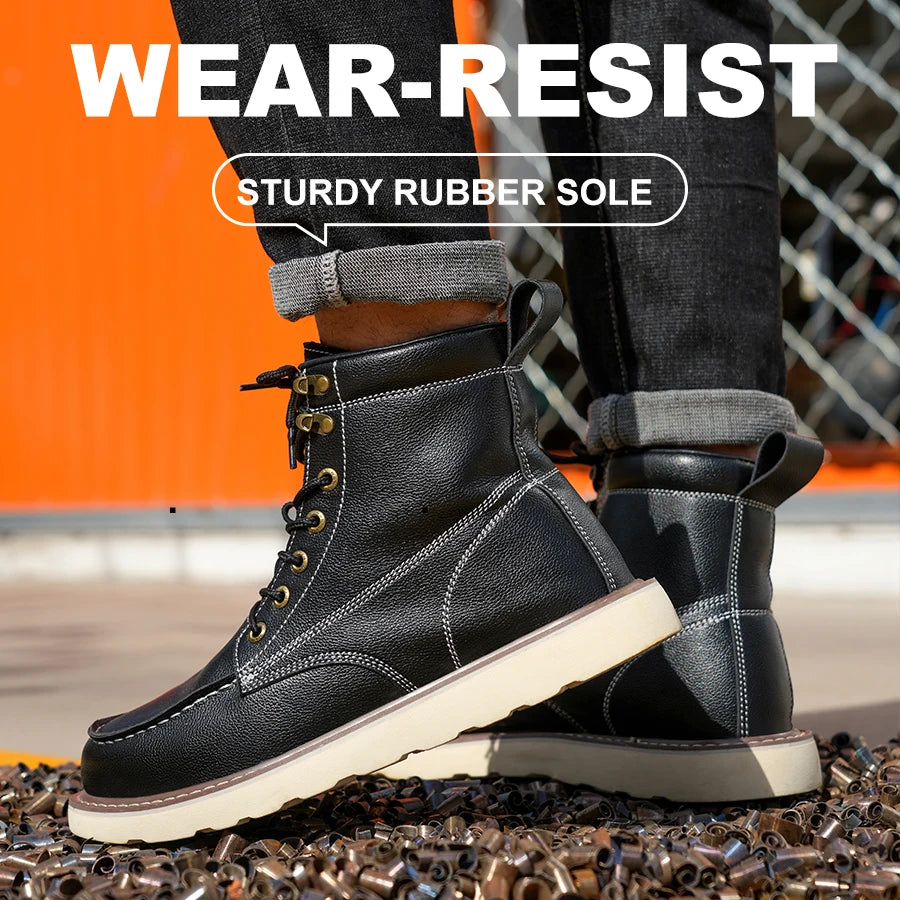 None Leather Two Layer Cowhide Men Anti Smash Safety Shoes
