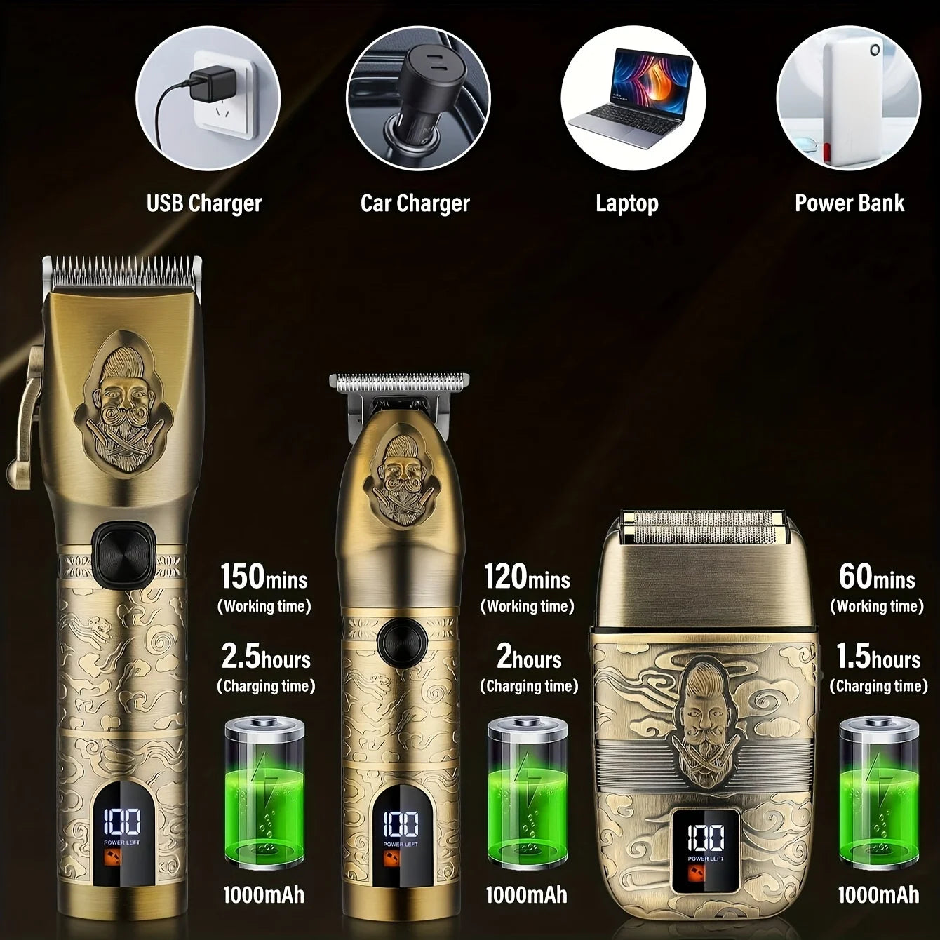 Barber Tool Set Pro Hair Clipper Kit With Sharpening Blades