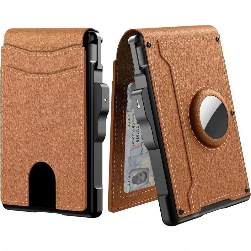NONECN Men's Leather RFID Wallet Slim Card Holder With ID