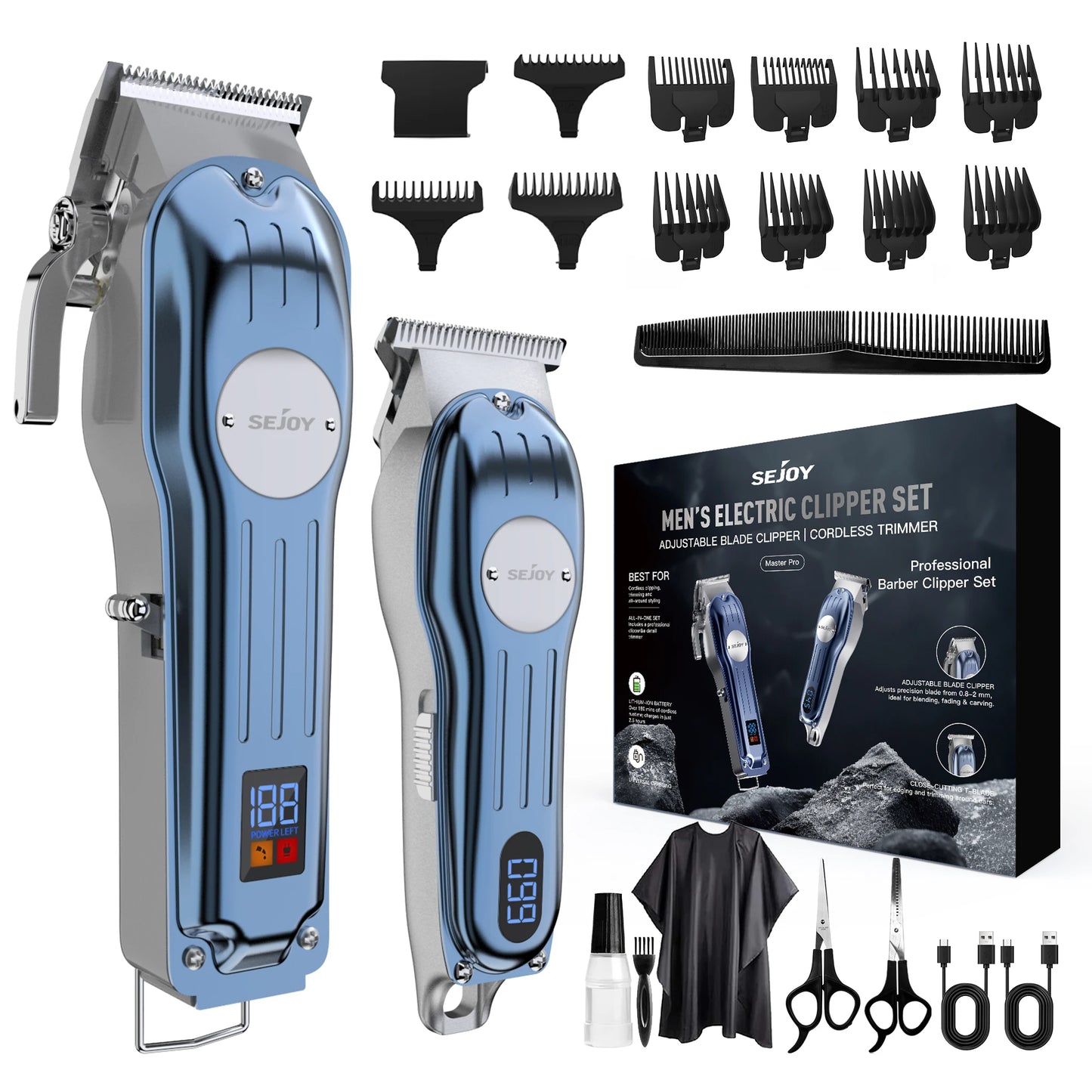 Sejoy Professional Hair Clipper Kit For Men Cordless Rechargeable