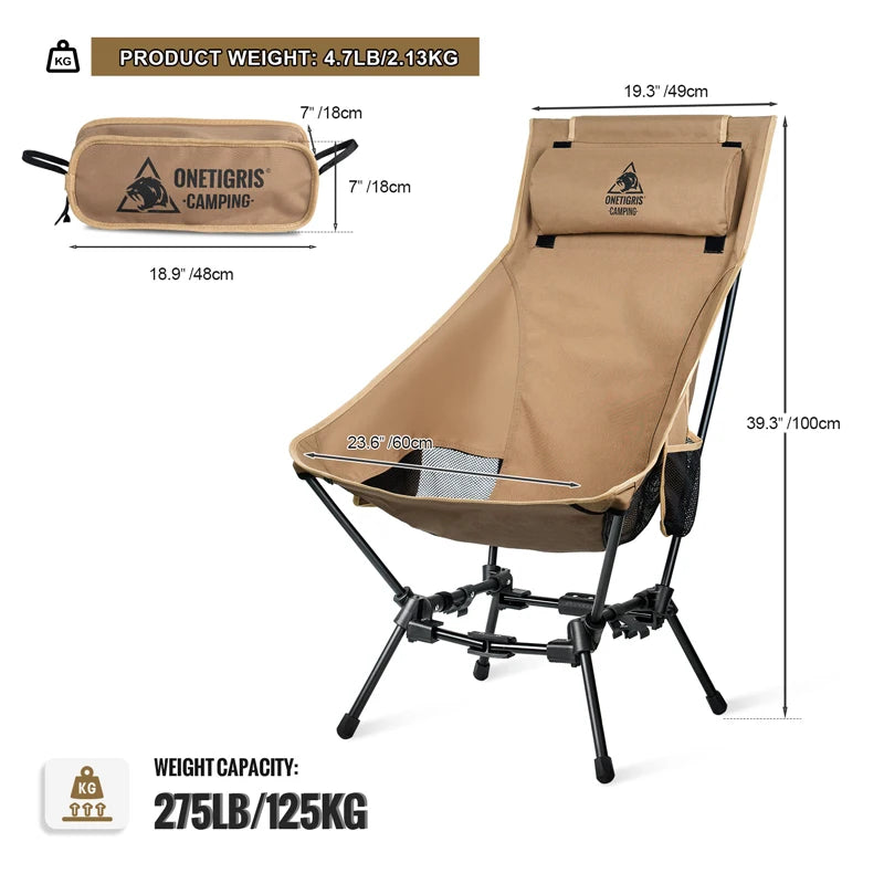OneTigris Portable High Back Folding Camping Chair