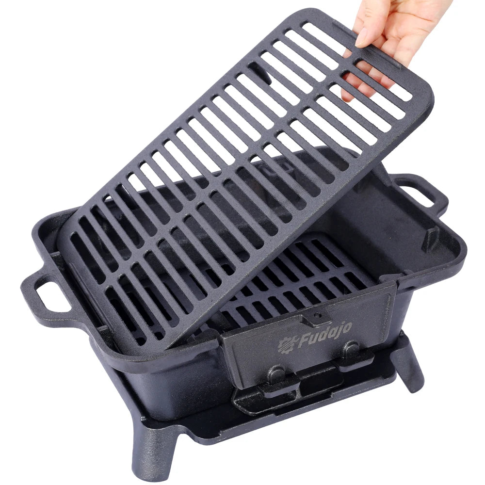 Oval Cast Iron Grill Portable Outdoor Tabletop Skillet