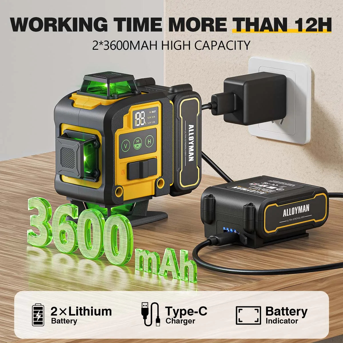 Laser Level With Tripod Self Leveling Green Line 4D Tool