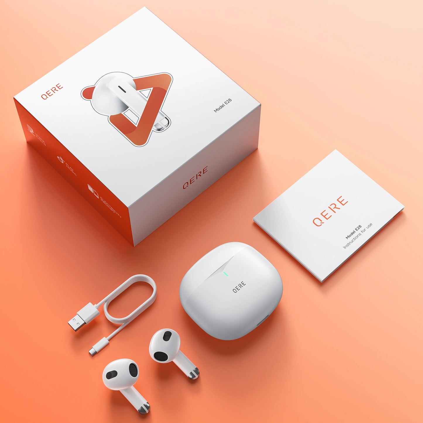 QERE E28 Wireless Earphones TWS Bluetooth 5.3 With HD Microphone