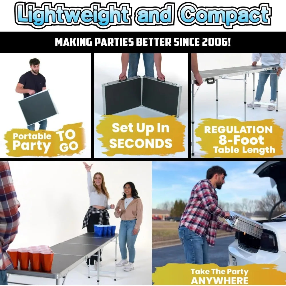 XMSJ Regulation Folding Beer Pong Table With LED Lights