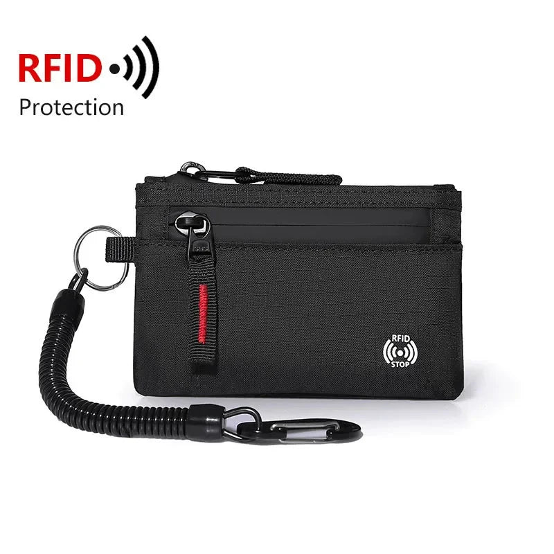 Zipper RFID Wallet Mini Coin Purse Nylon Card Holder