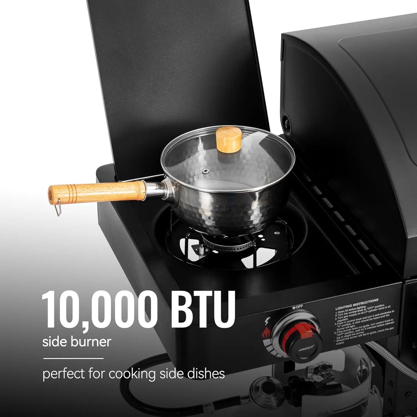 Dual Fuel Gas and Charcoal Grill With Offset Smoker