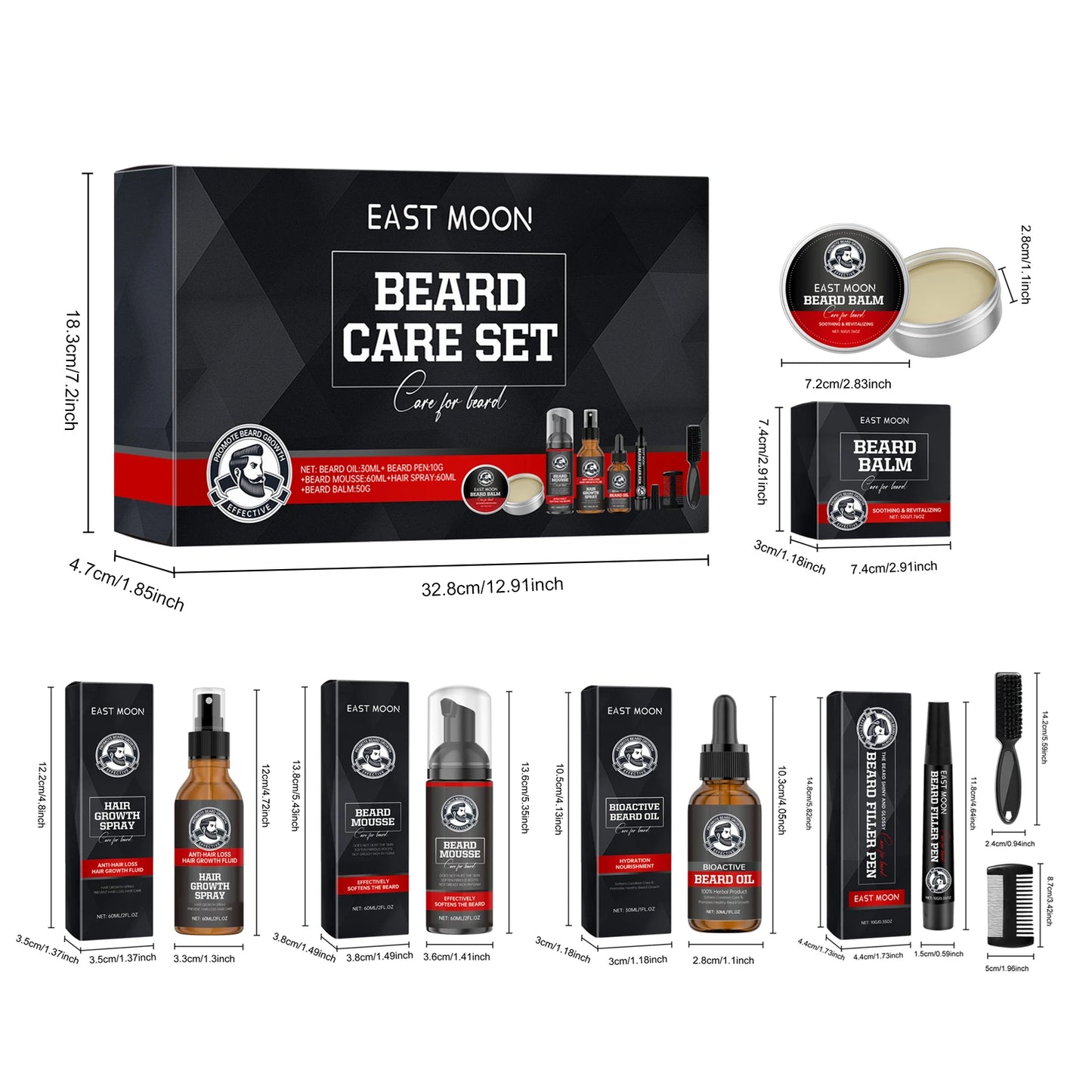 East Moon Sandalwood Beard Care Set For Men Moisturizing Balm