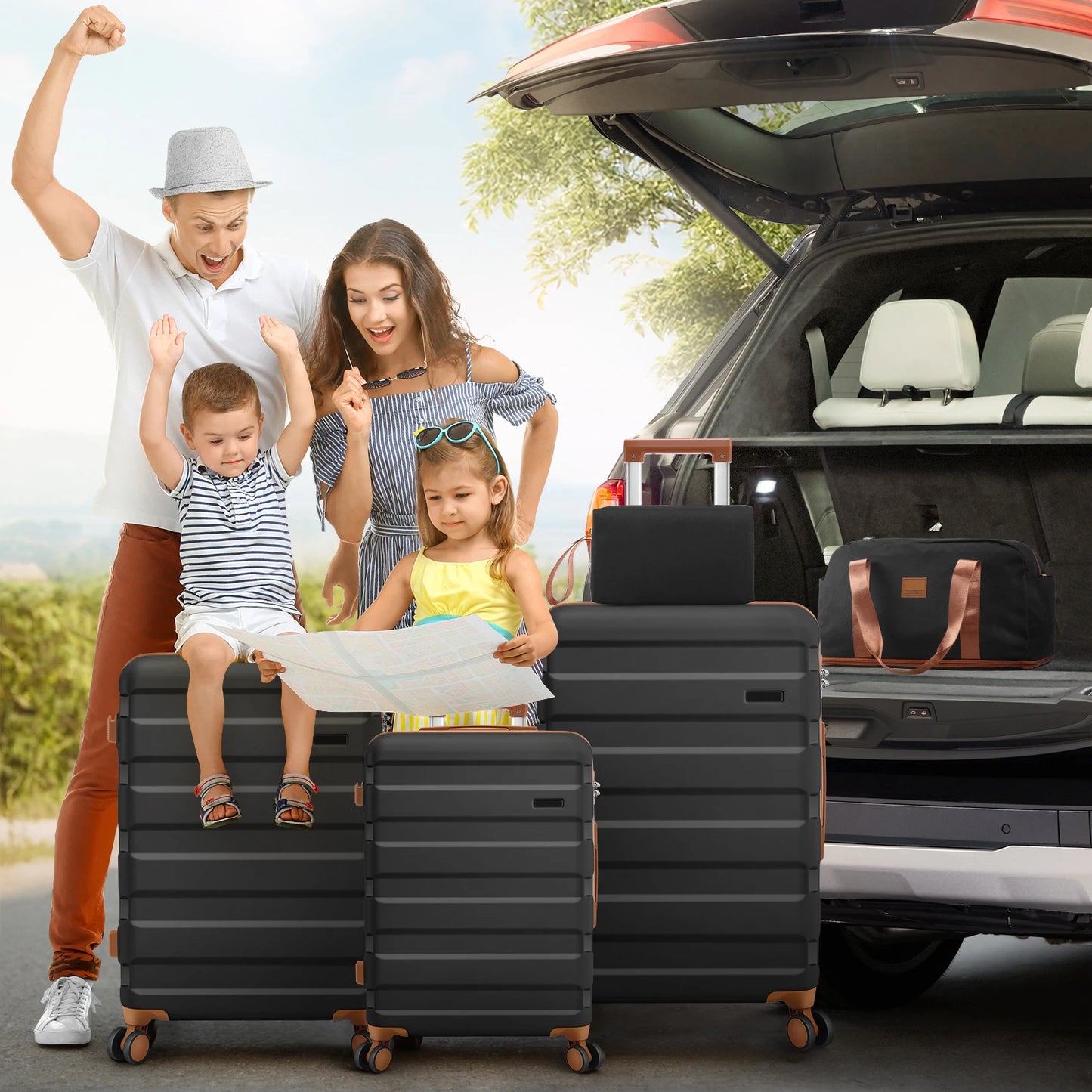 HOTEELCN Luggage Sets 3 Piece Durable Spinner Suitcase TSA Lock