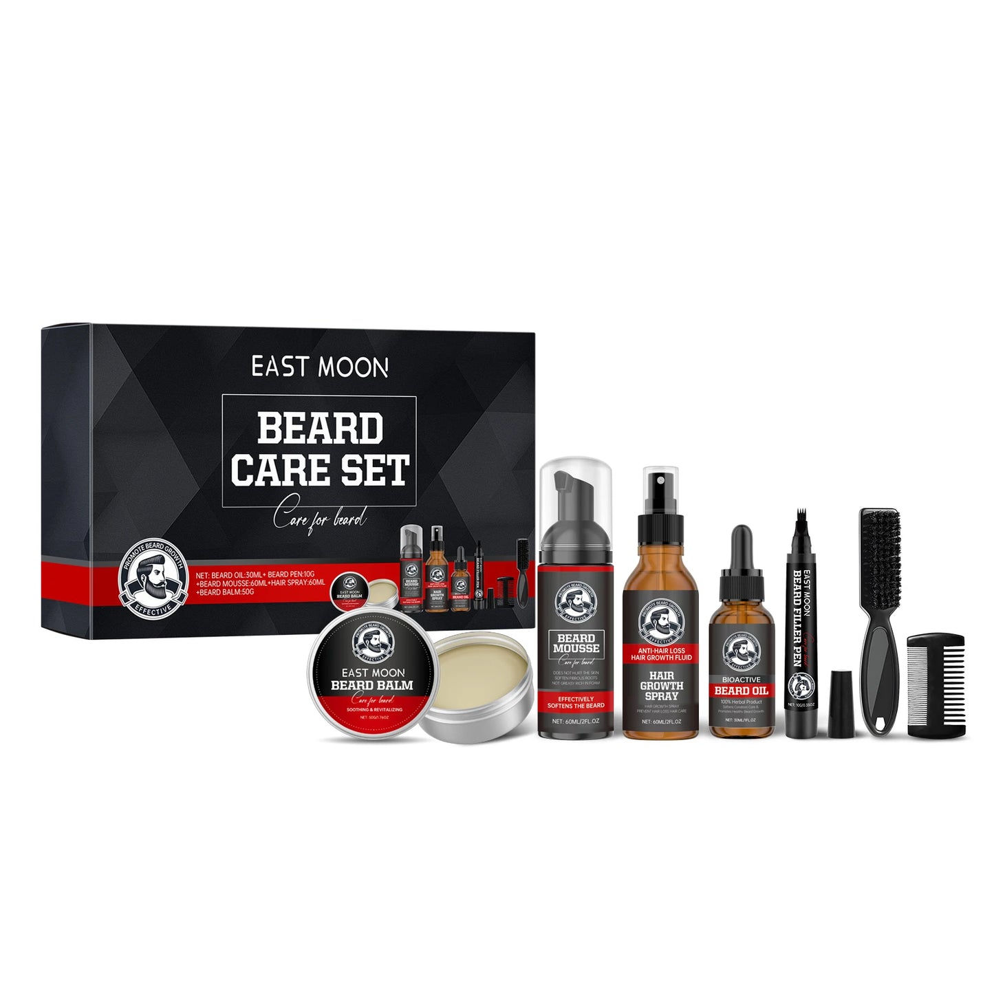 East Moon Sandalwood Beard Care Set For Men Moisturizing Balm