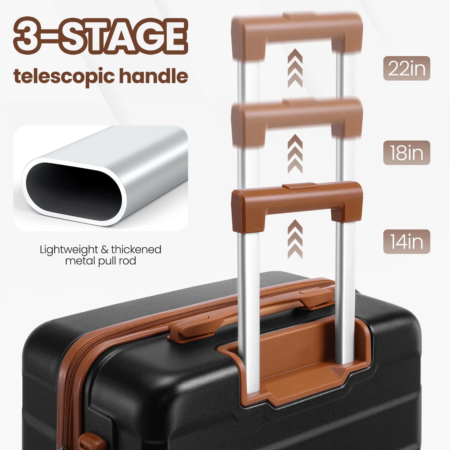 HOTEELCN Luggage Sets 3 Piece Durable Spinner Suitcase TSA Lock