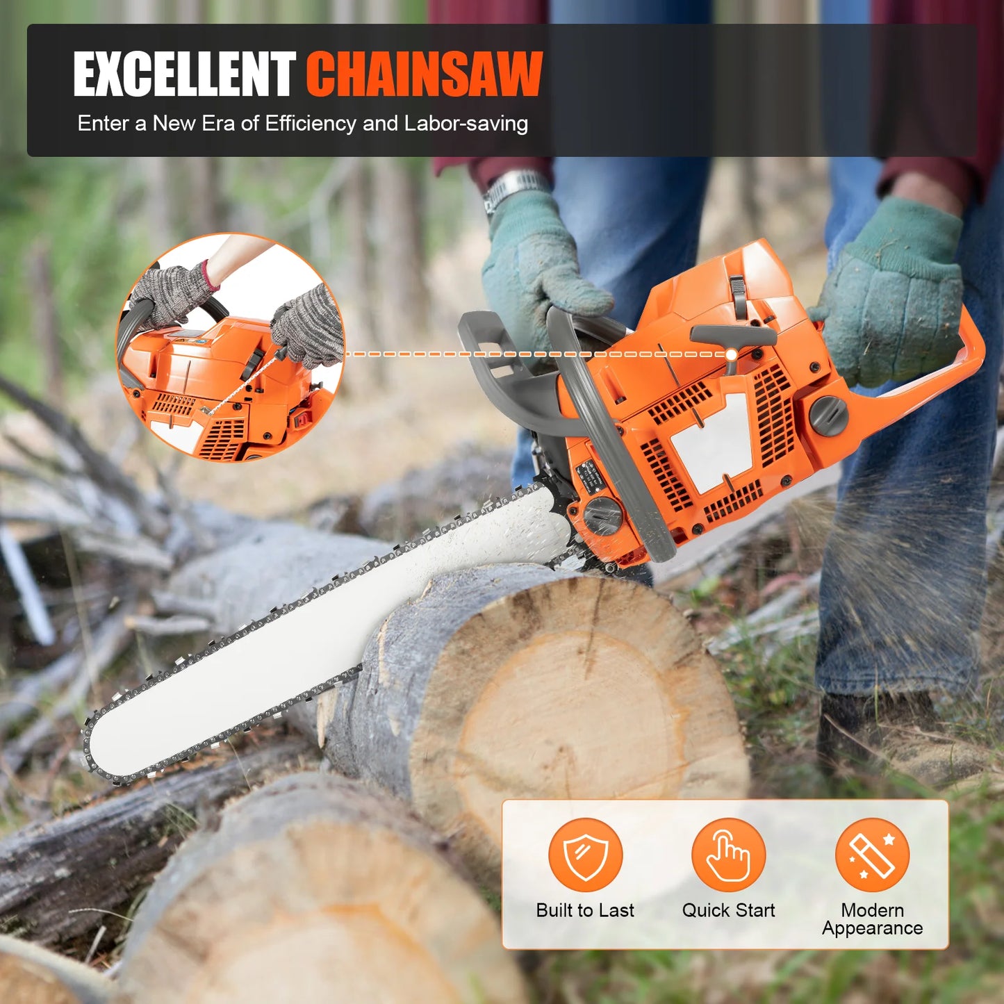 Gasoline Chainsaw 2 Cycle 65/72cc For Farm And Garden Use