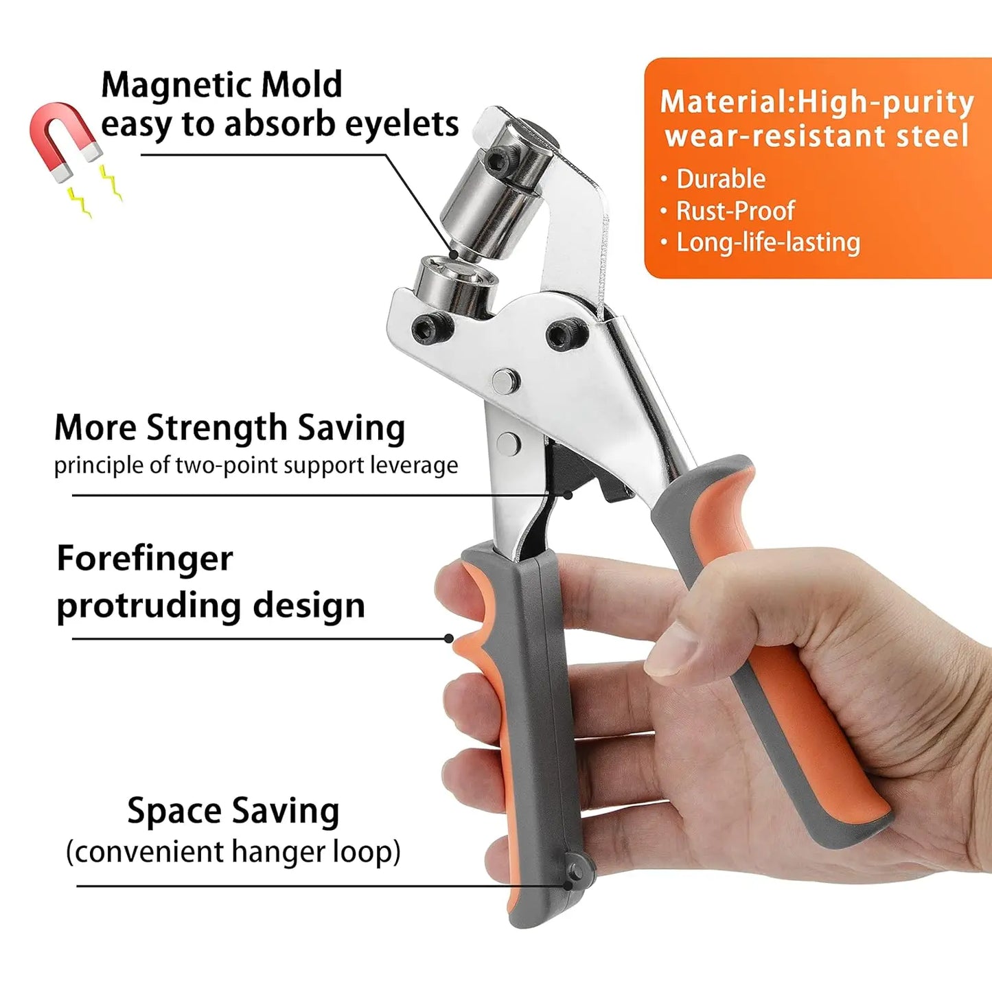 6mm 10mm Grommet Pliers Kit Tools Handheld Hand Press Metal Eyelet Hole Punch Plier for Leather Canvas Clothing DIY Tarp Ring