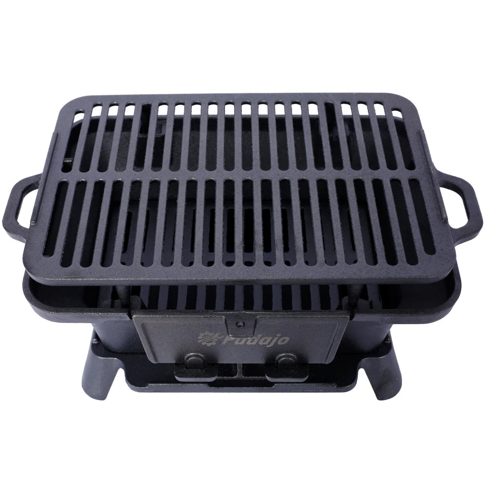 Oval Cast Iron Grill Portable Outdoor Tabletop Skillet