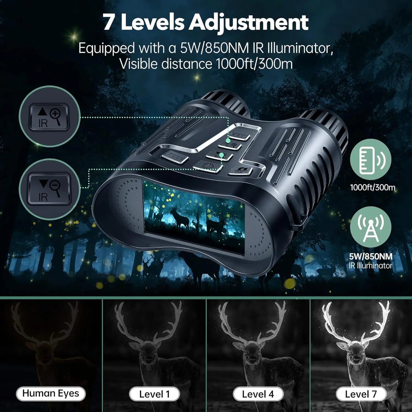 DIYIMINE Night Vision Binoculars 8X Digital Zoom IR Video Recording