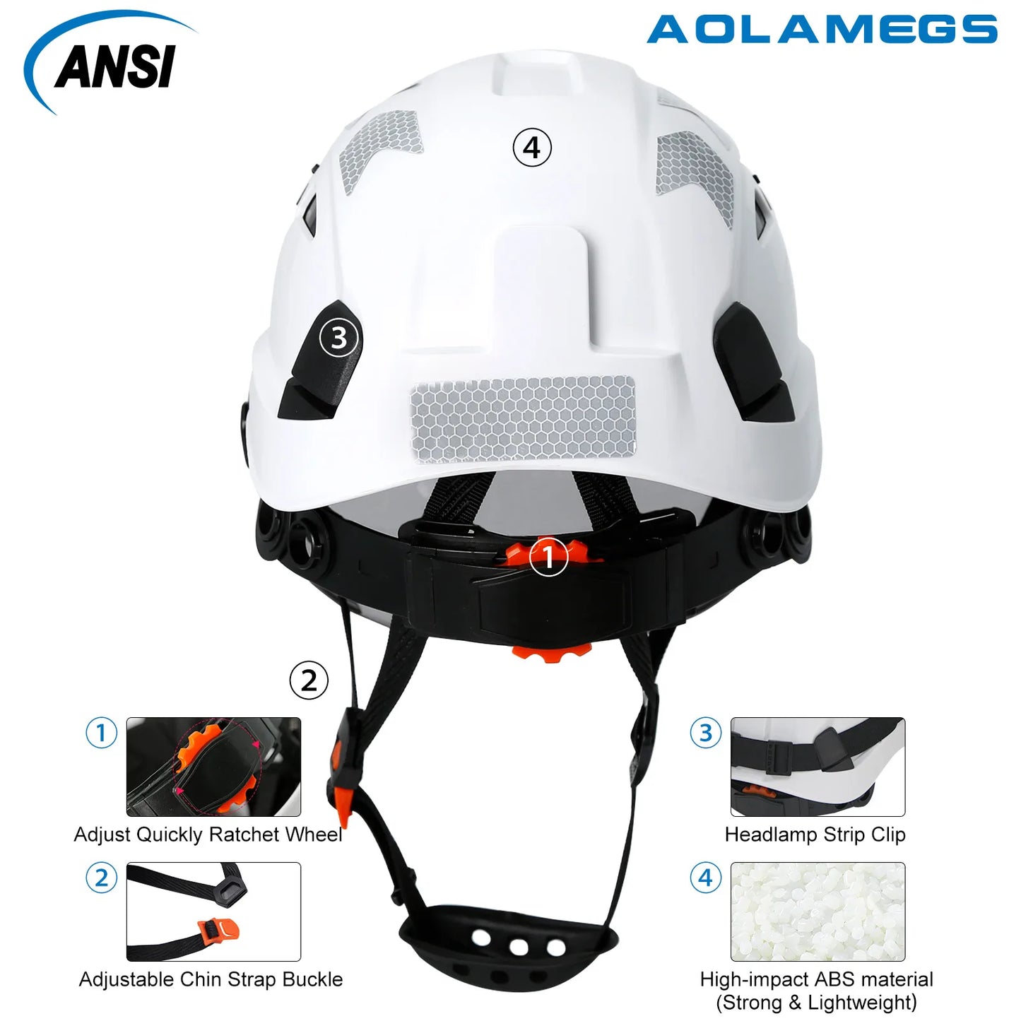 Aolamegs CE Safety Helmet ABS With Goggles And Reflective Stickers Hard Hat