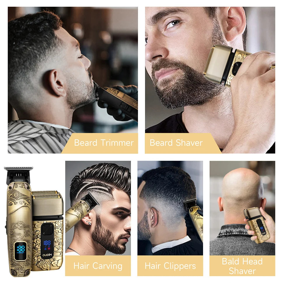 Ouidm Foil Shaver For Men Wet Dry Shave Beard Trimmer Grooming Kit