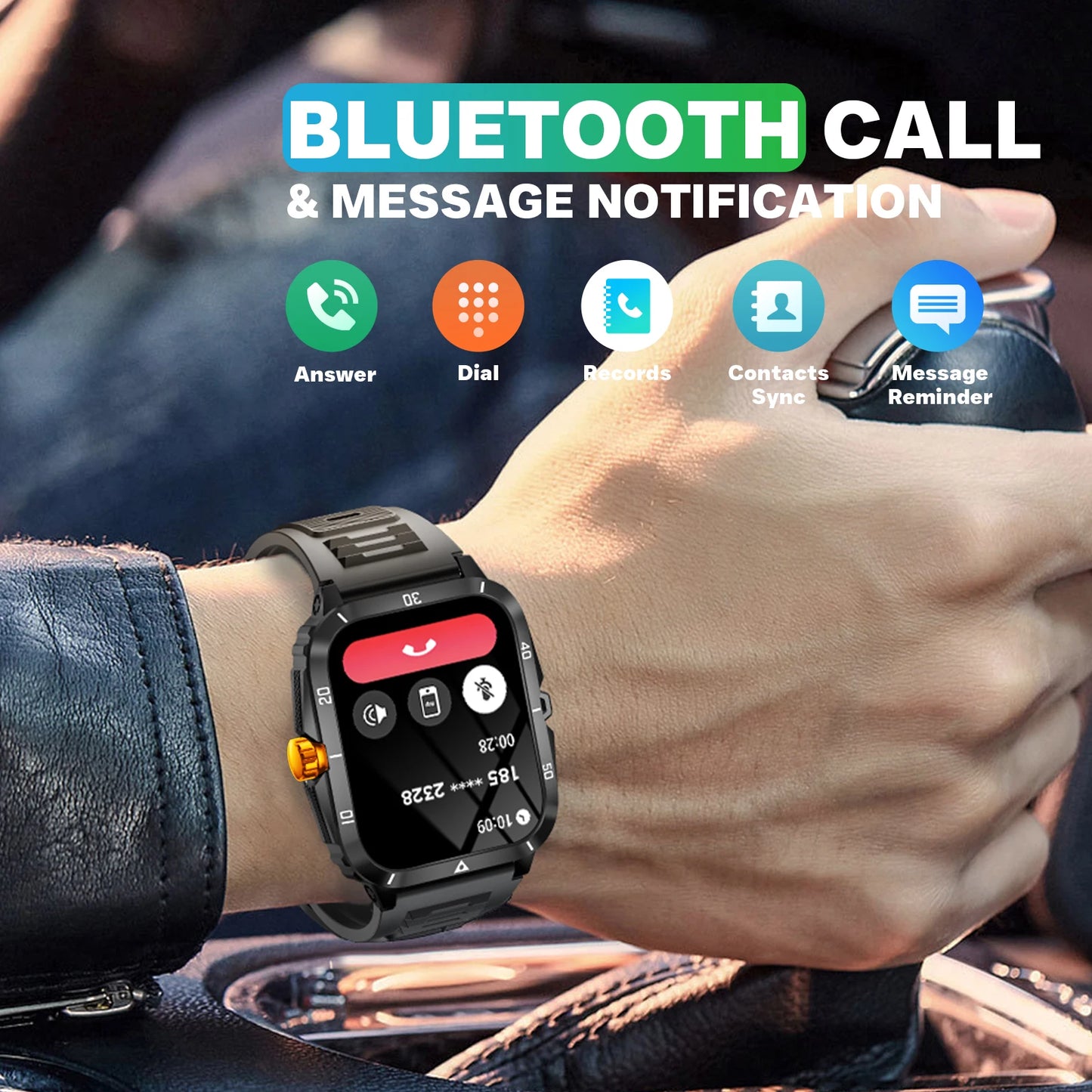 EIGIIS Smartwatch 3ATM Waterproof IPS KT71 Heart Rate BloodPressure Bluetooth
