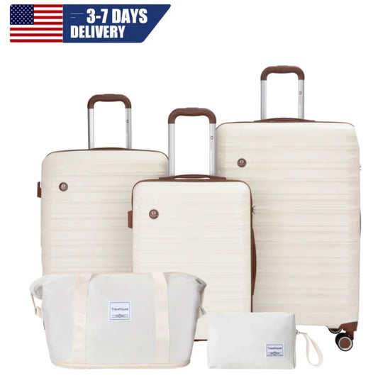 TravelhouseCN 5-Piece Luggage Set Hardcase Spinner Wheels TSA Lock