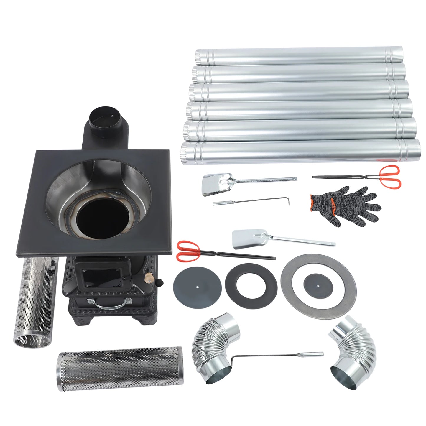 Camping Wood Stove Outdoor Cast Iron Coal Heater Kit