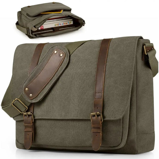 Canvas Messenger Laptop Bag For Men Shoulder Satchel For Work