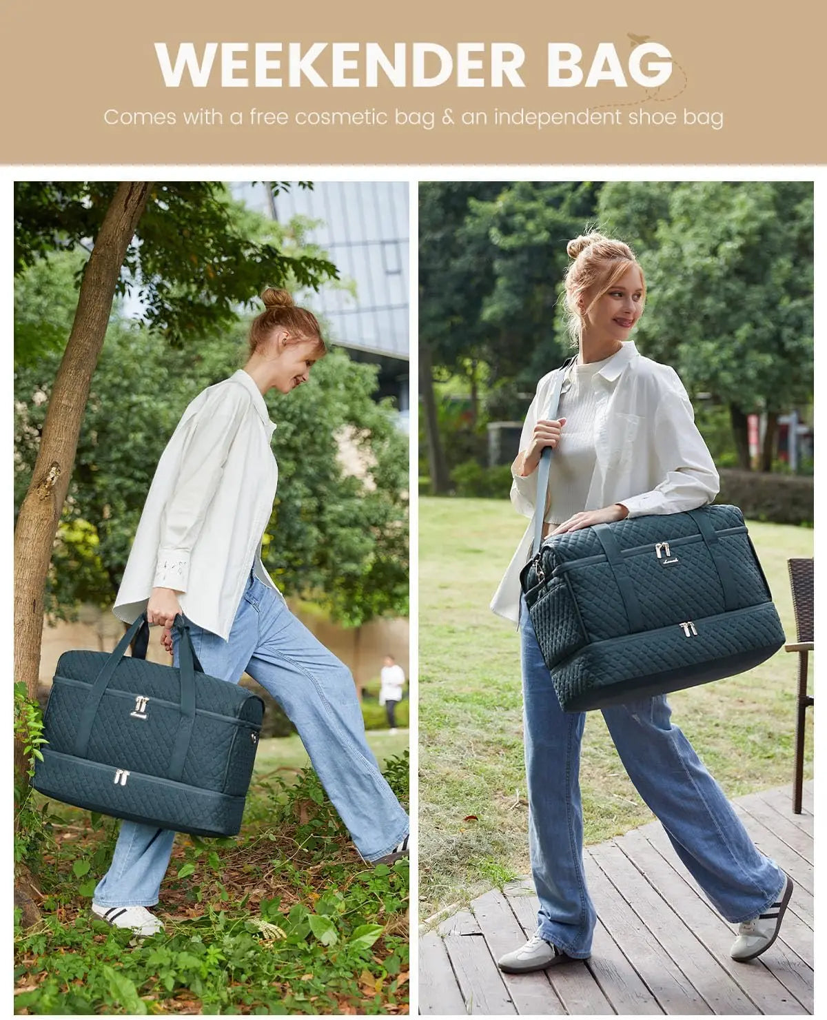 Women Travel Duffle Bag With Shoe Compartment Carry On Gym Duffel