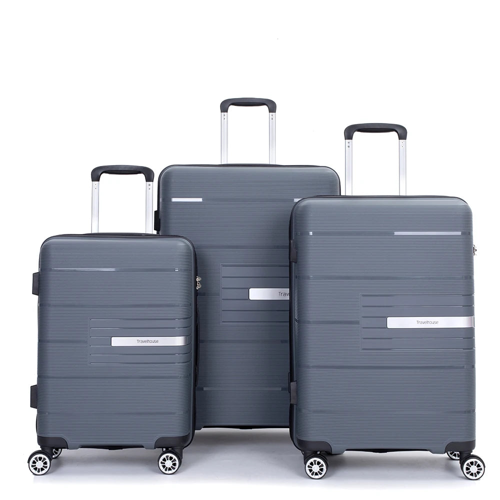 Travelhouse Hardshell Luggage Set Three Piece Spinner TSA Lock