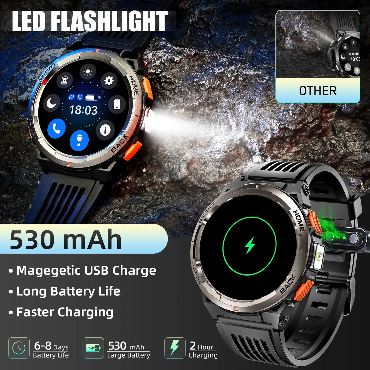 EIGIIS KE5 Smartwatch 3ATM Waterproof With Compass Altitude Barometer