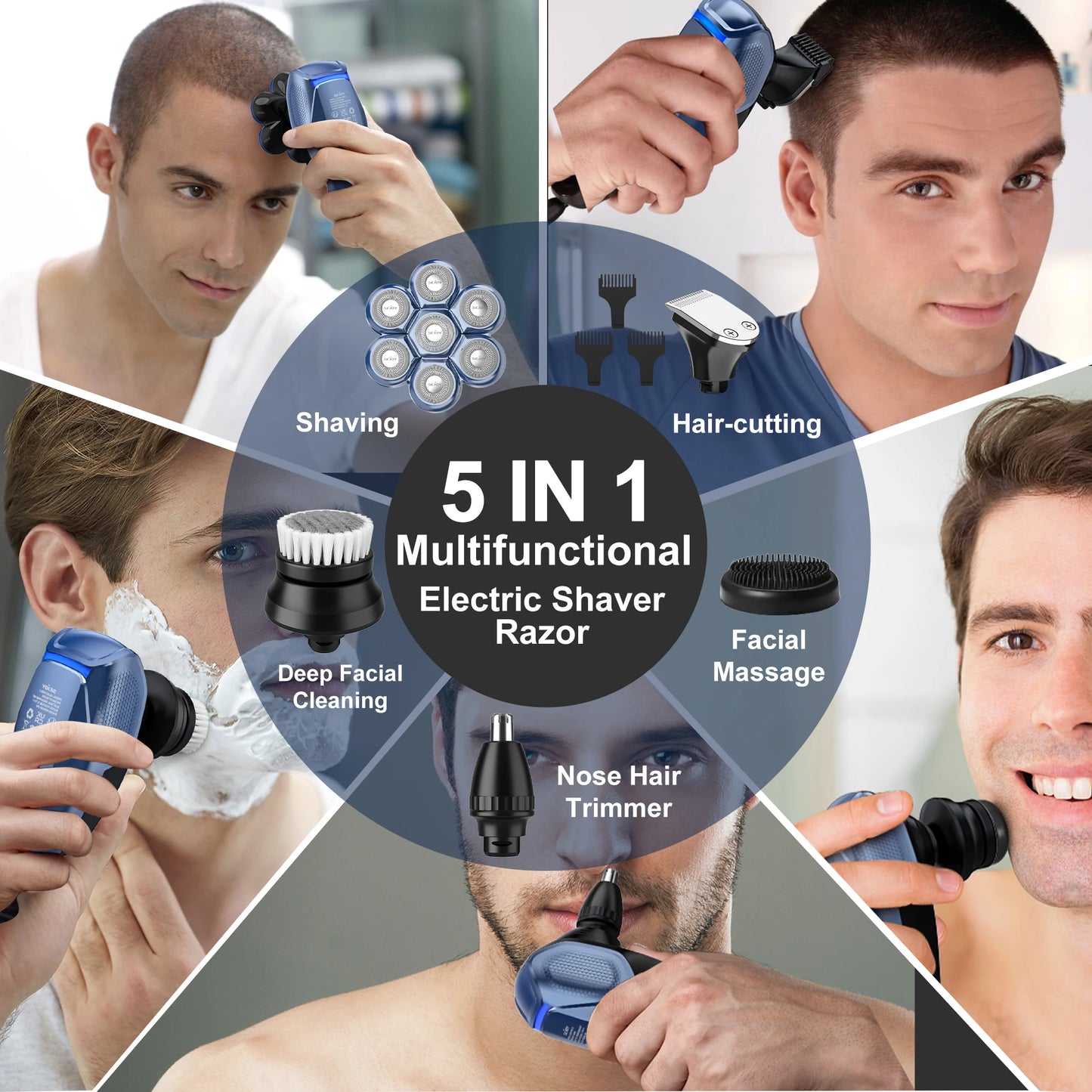 Sejoy 6 In 1 Electric Razor Men Waterproof Grooming Kit