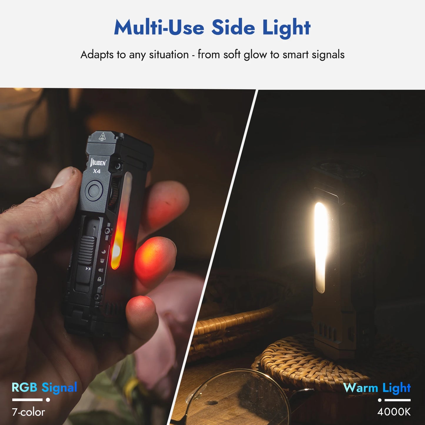 WUBEN X4 G5 EDC Flashlight Bundle With Magnetic Tail RGB Rechargeable