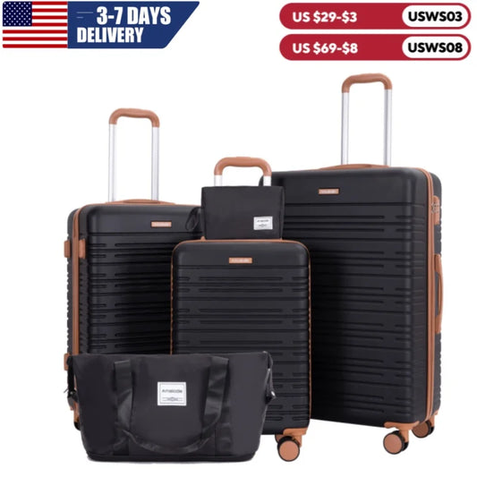 AMALODIECN 5-Piece Spinner Luggage Set with TSA Lock