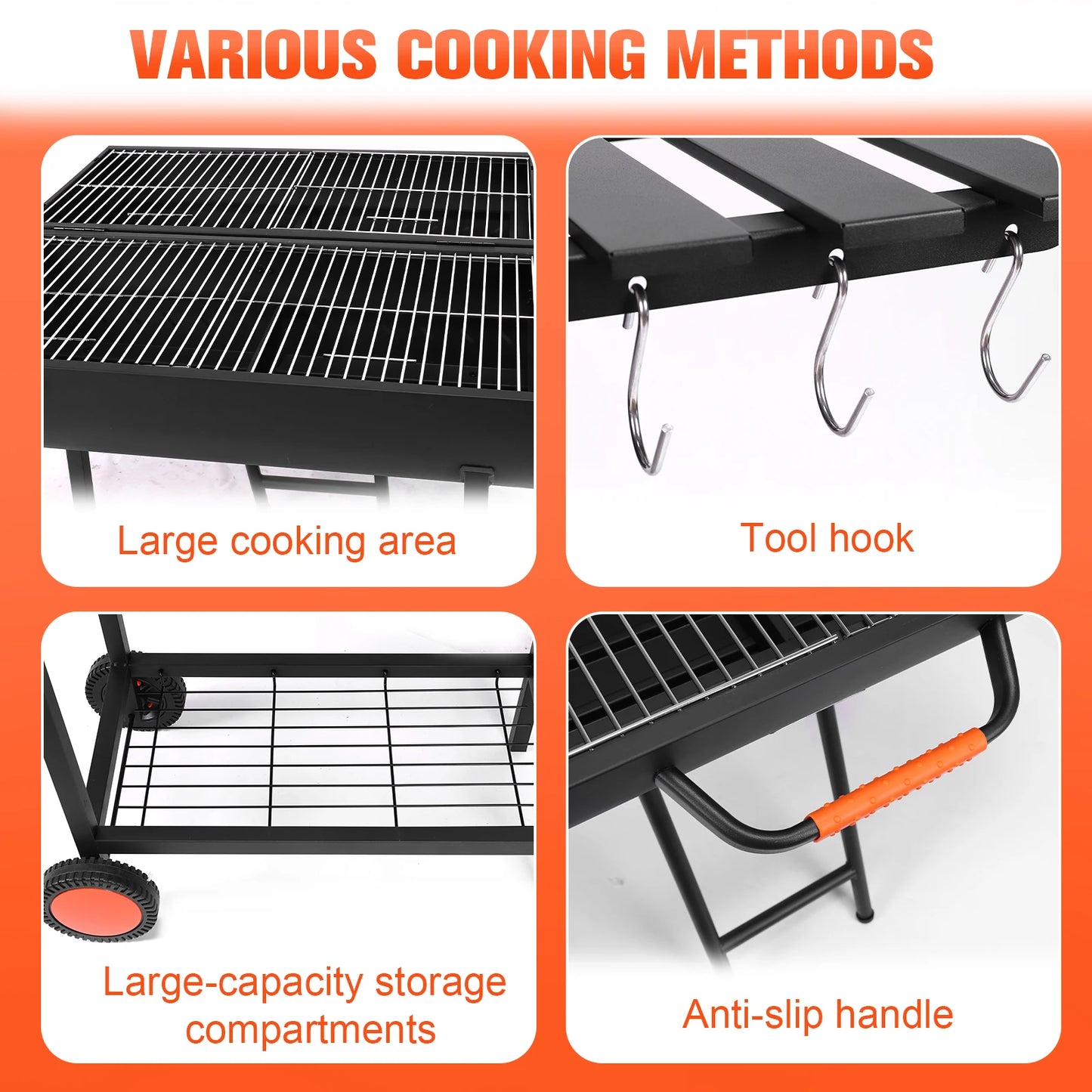 Portable Barrel Charcoal Grill For Camping And Backyard Outdoor Cooking