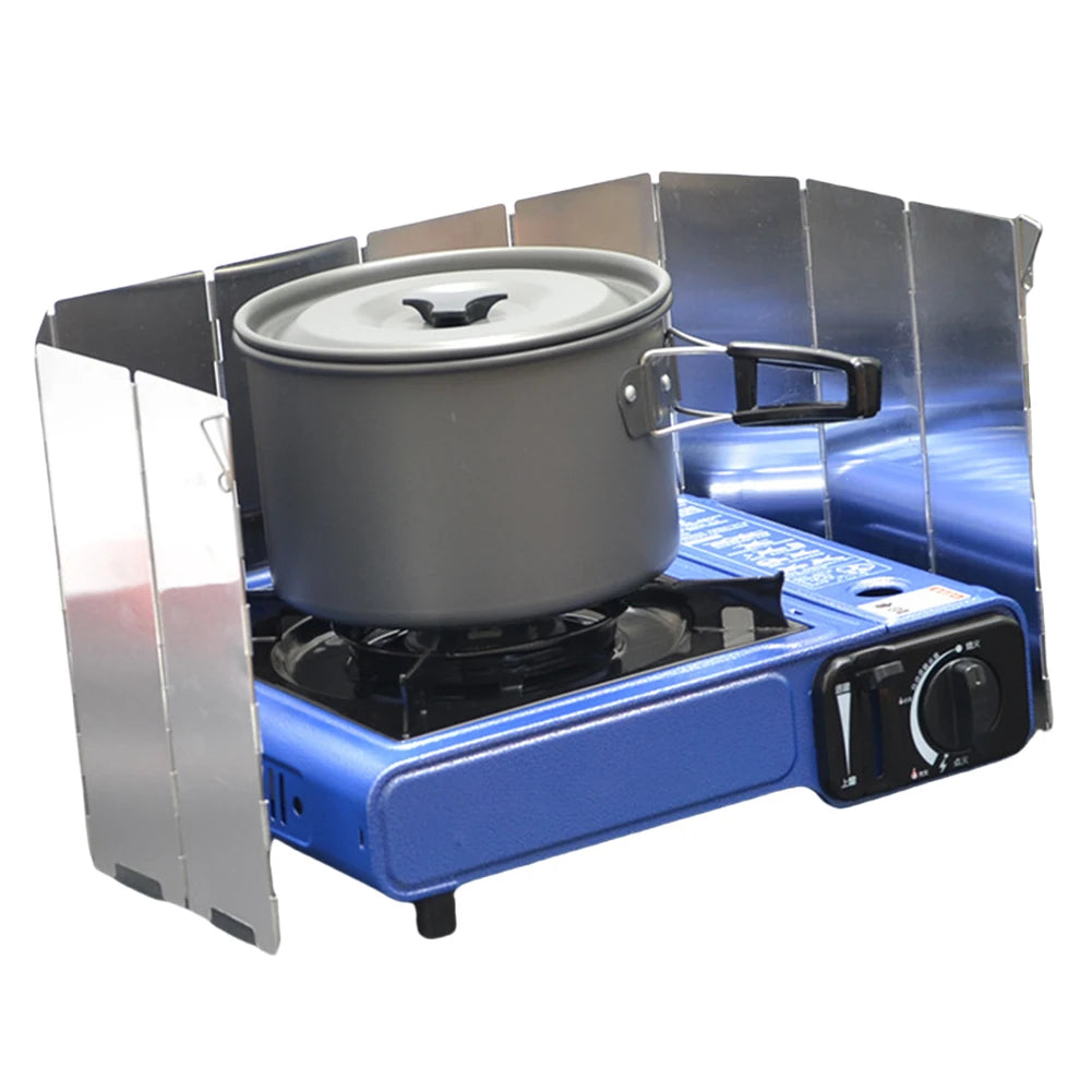 Aluminum Gas Stove Foldable Wind Shield For Outdoor Camping Ultralight