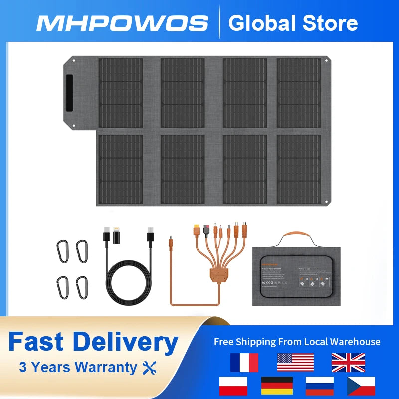 MHPOWOS Portable Solar Panel 120W Foldable USB Output for Camping