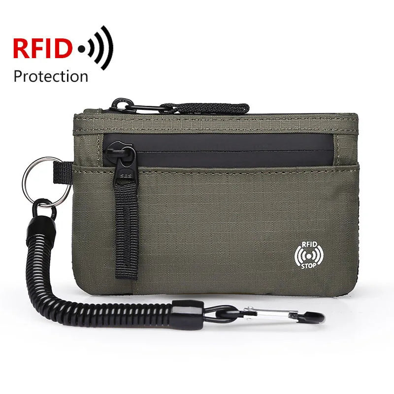 Zipper RFID Wallet Mini Coin Purse Nylon Card Holder