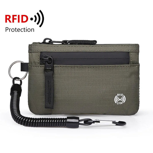 Zipper RFID Wallet Mini Coin Purse Nylon Card Holder