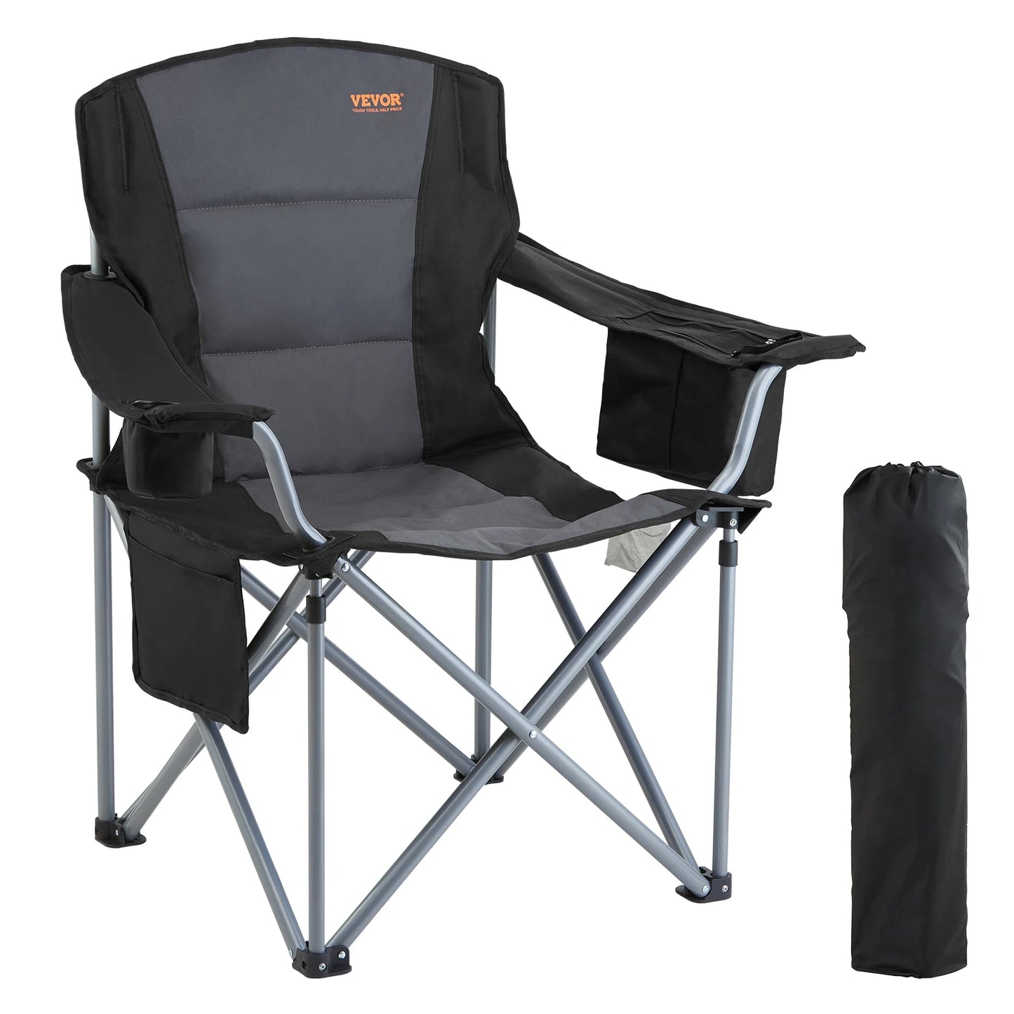 VEVOR Outdoor Camping Folding Chair With Lumbar Support And Pockets