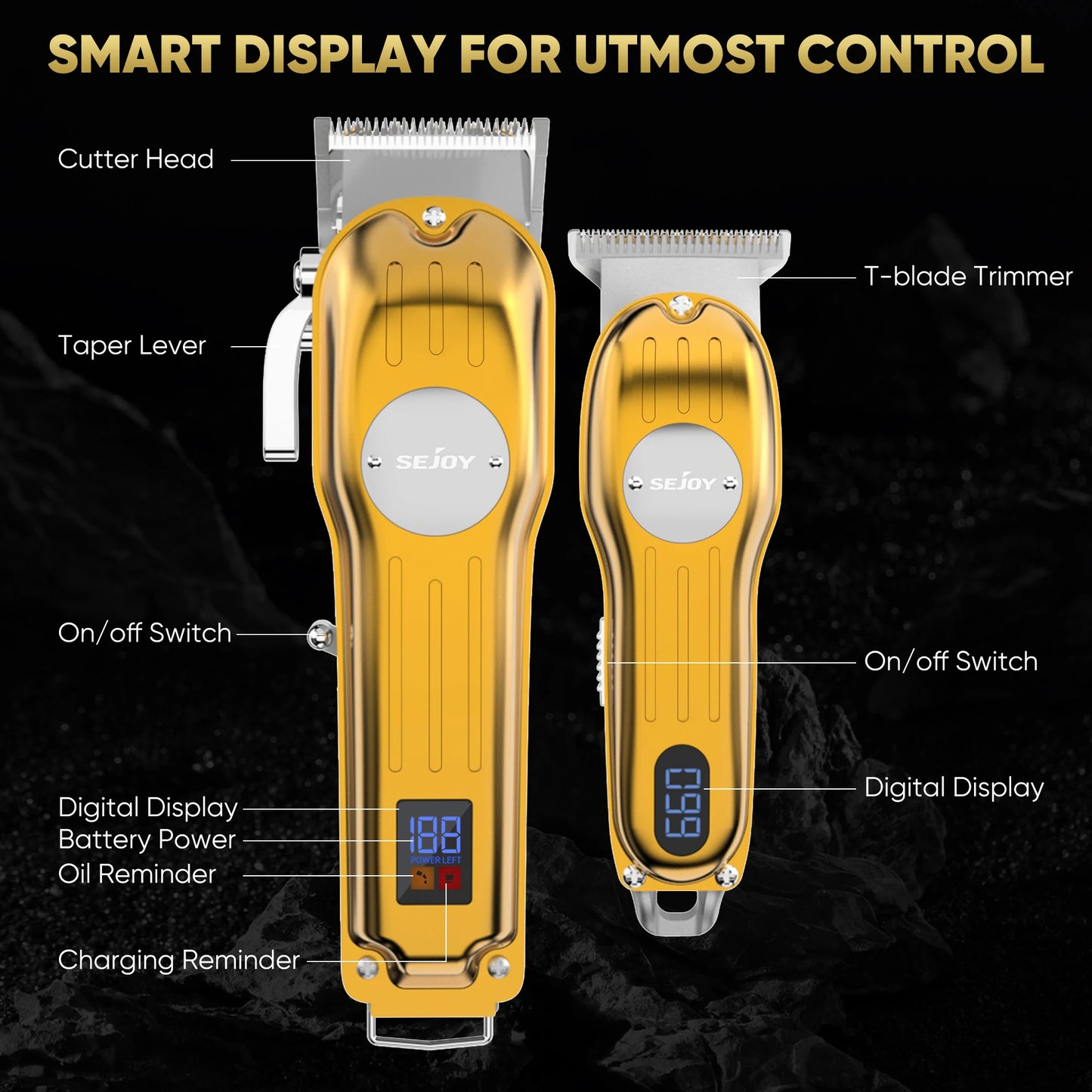 Sejoy Professional Hair Clipper Kit For Men Cordless Rechargeable
