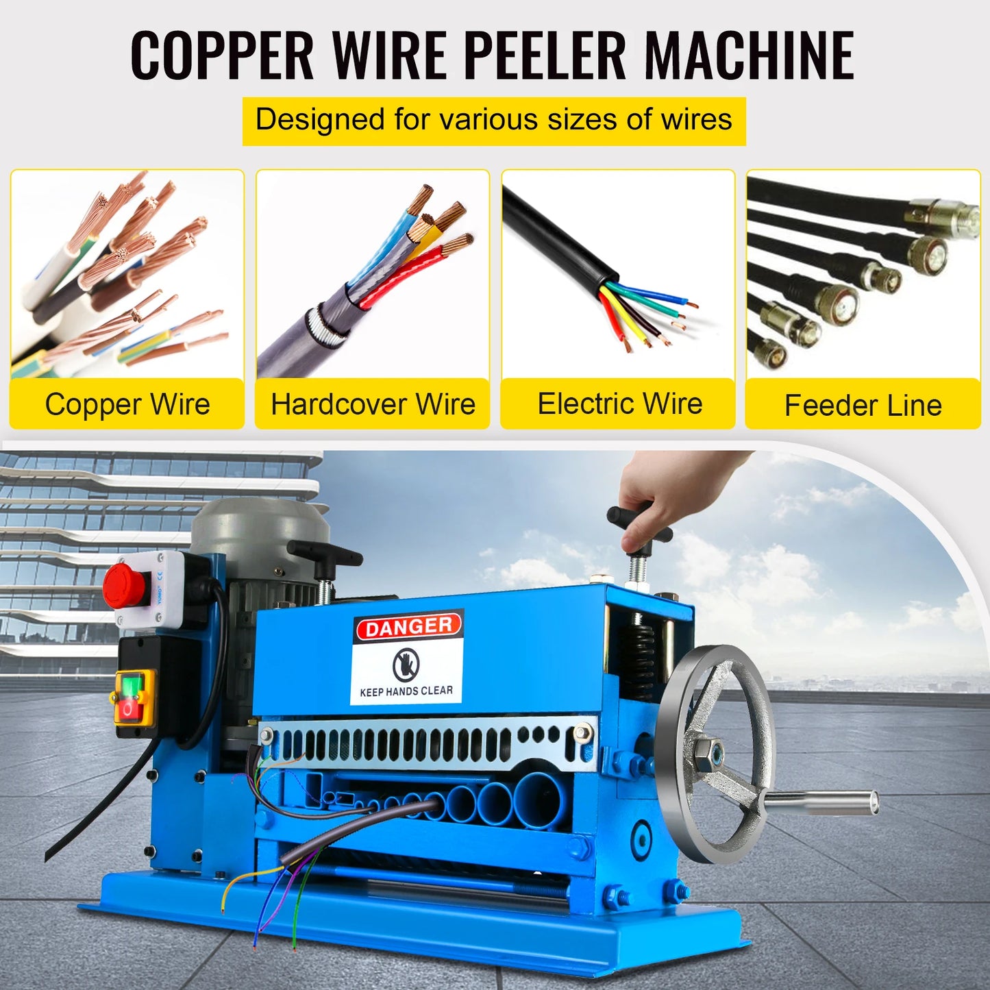 SucceBuy 370W Electric Wire Stripping Machine 11 Channels 10 Blades