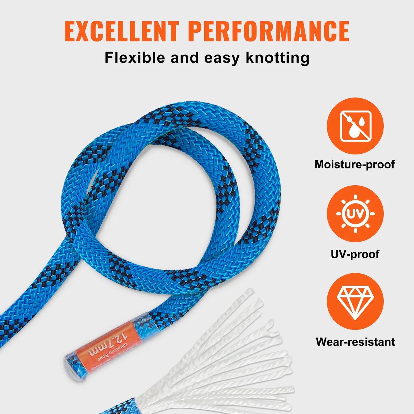 VEVOR Static Climbing Rope CE Certified for Outdoor Use