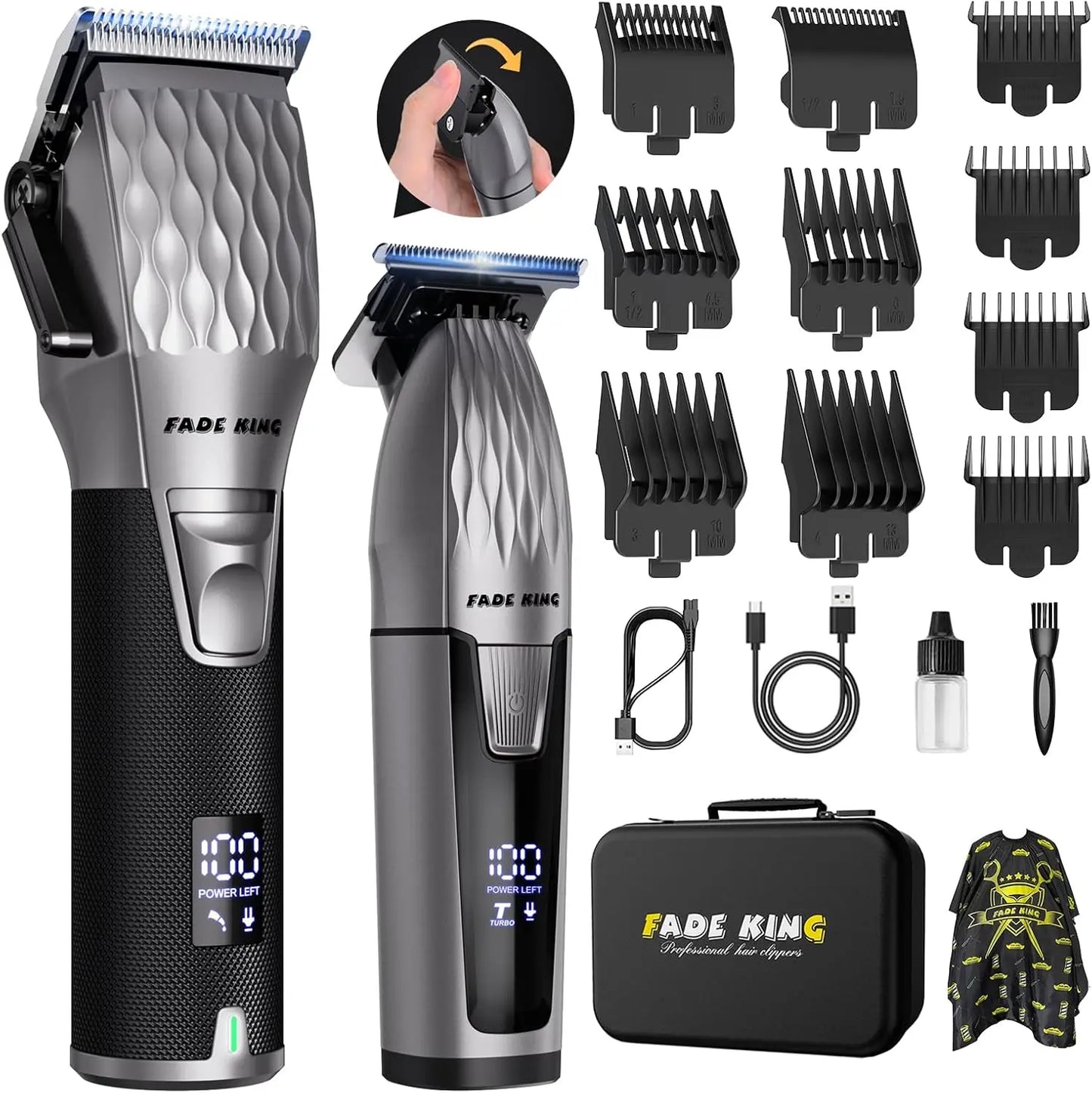 Professional Cordless Hair Clippers And Beard Trimmer Titanium Blade Kit