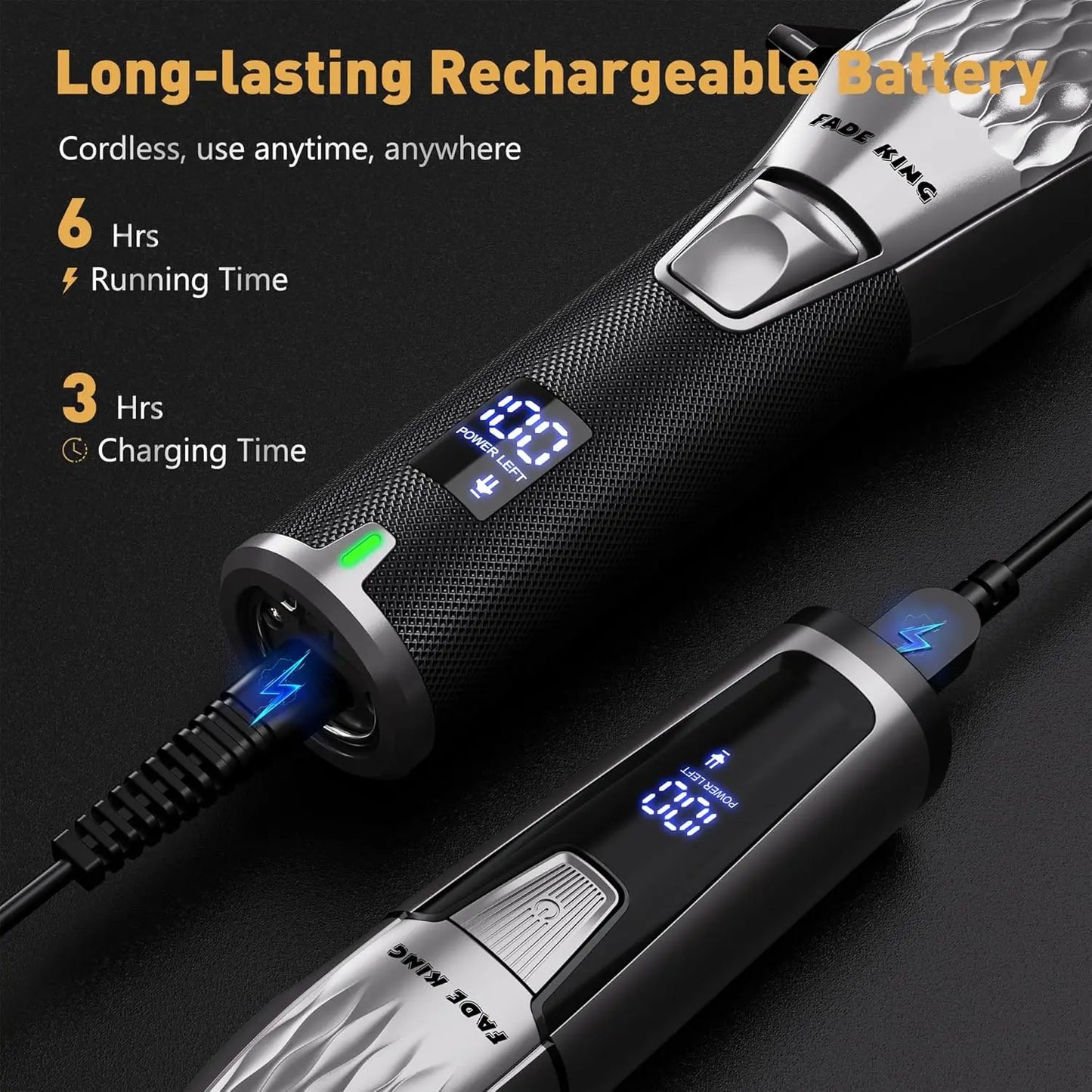Professional Cordless Hair Clippers And Beard Trimmer Titanium Blade Kit