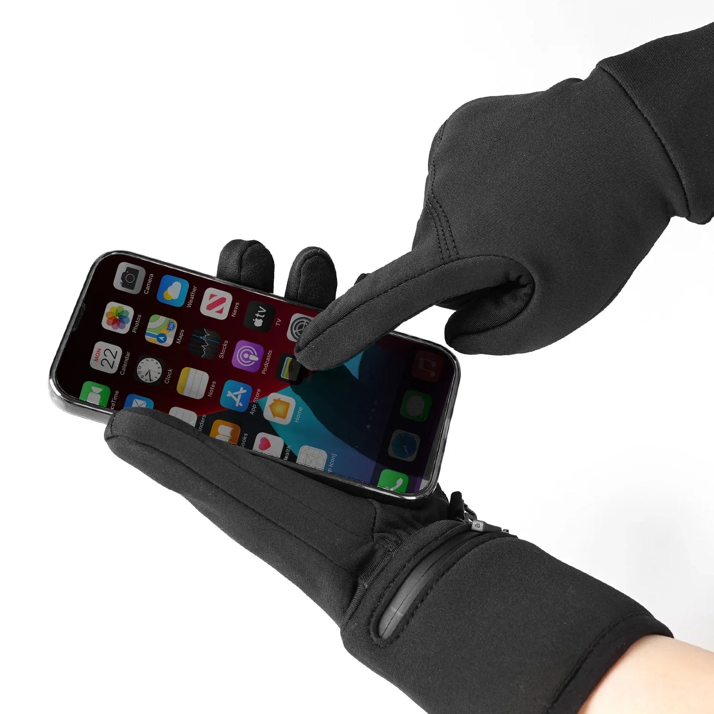 Snow Deer Winter Heated Gloves Goatskin Leather Windproof Rechargeable