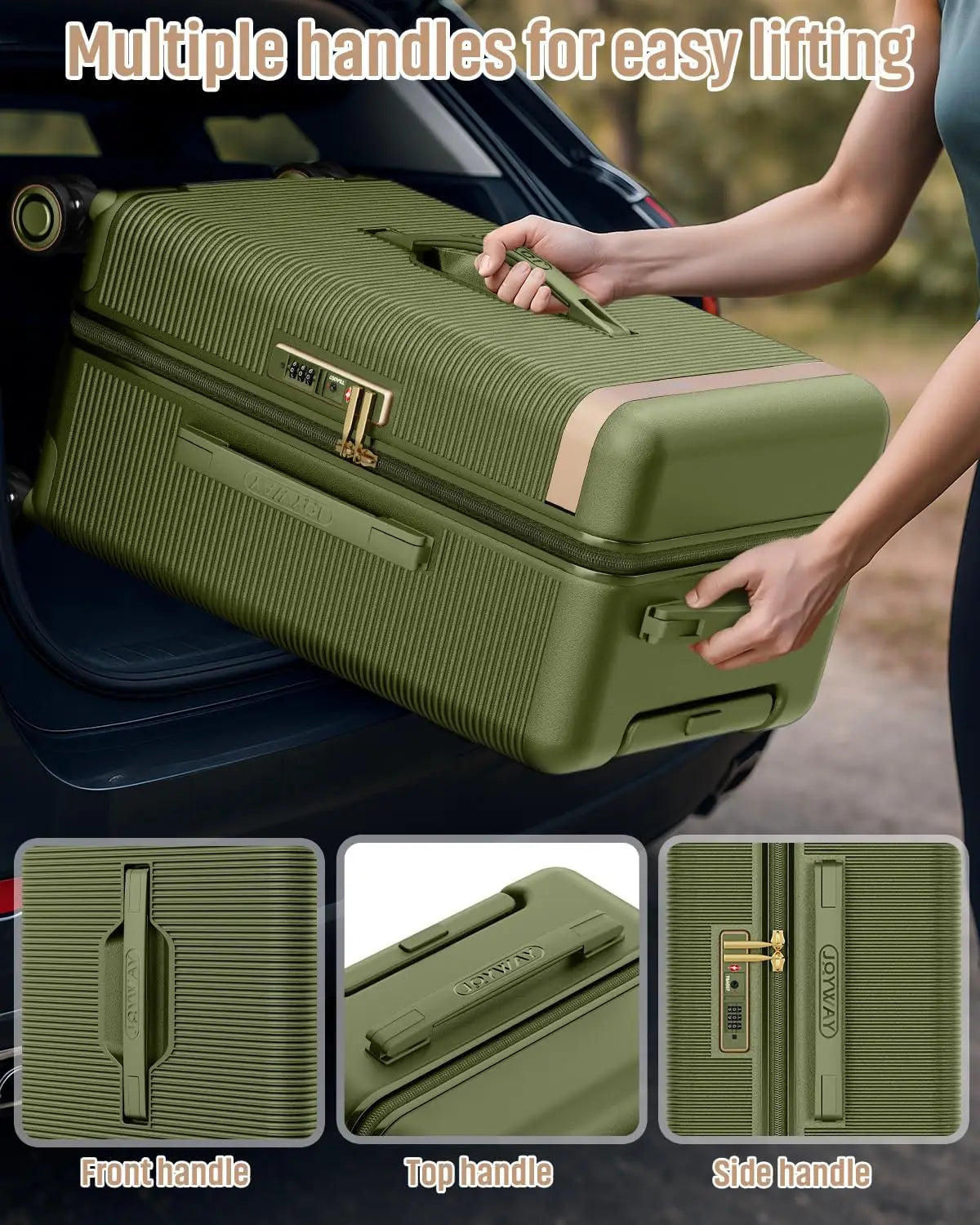 Joyway Lightweight Luggage With Cup Holder TSA Lock Spinner Wheels