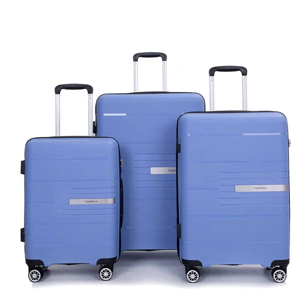 Travelhouse Hardshell Luggage Set Three Piece Spinner TSA Lock