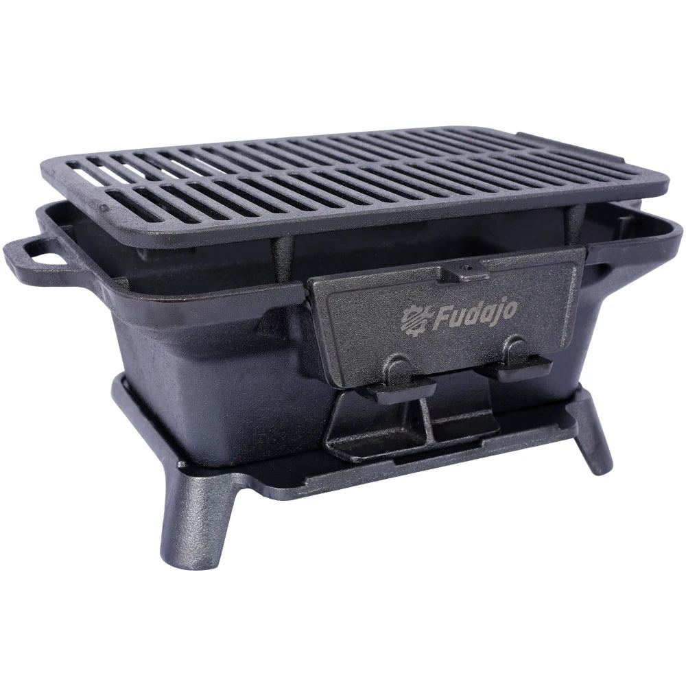 Oval Cast Iron Grill Portable Outdoor Tabletop Skillet