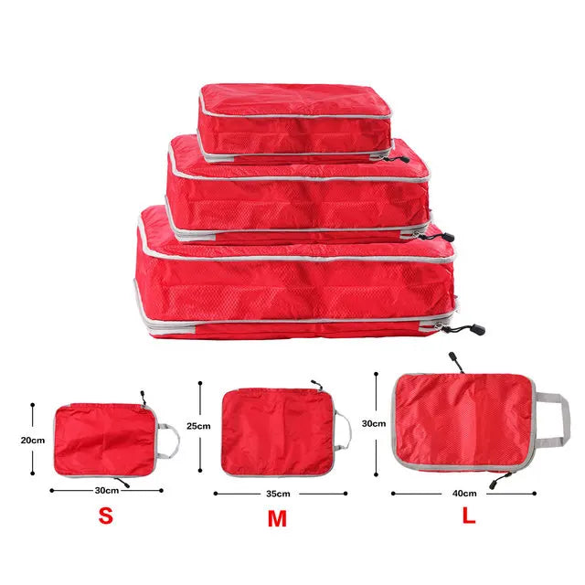 Foldable Packing Cubes Set Travel Nylon Waterproof Luggage Organizer