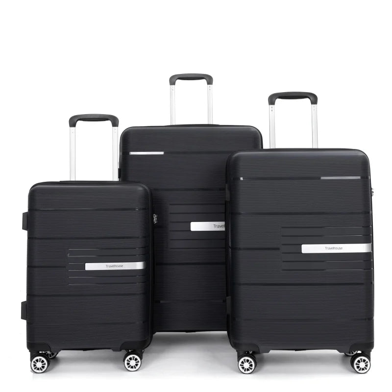 Travelhouse Hardshell Luggage Set Three Piece Spinner TSA Lock