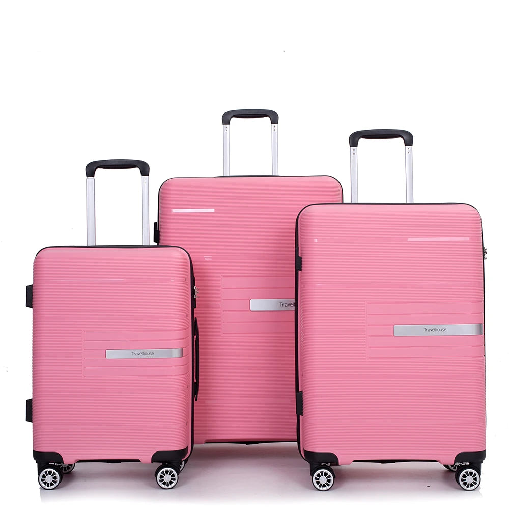 Travelhouse Hardshell Luggage Set Three Piece Spinner TSA Lock